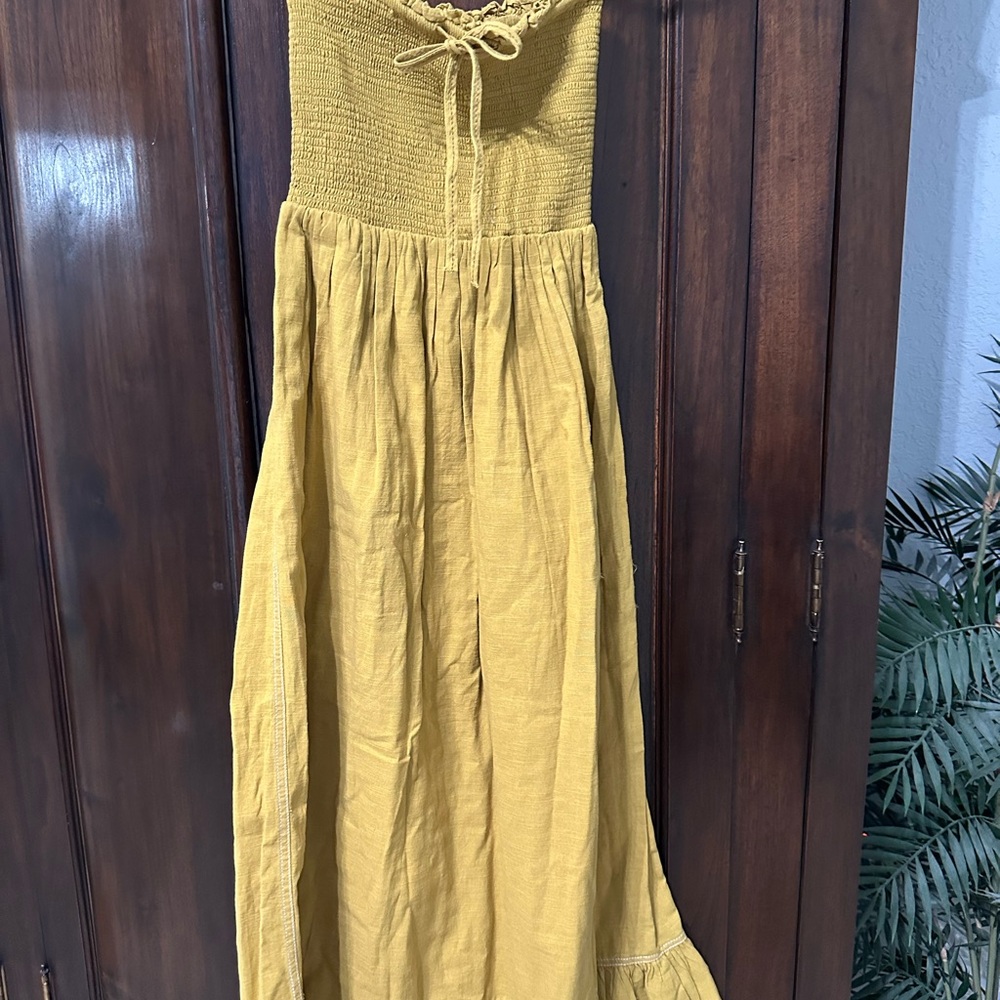 Strapless, Mustard Yellow Maxi Dress